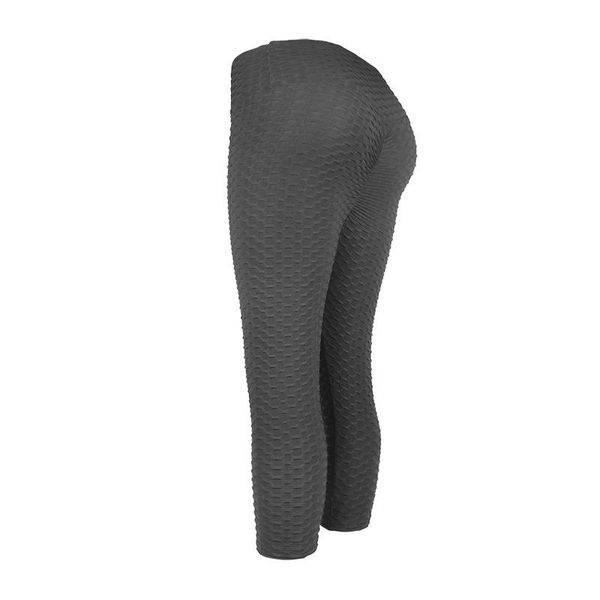 

women's leggings thick jacquard bubble pants hip lift casual fitness cropped female high waist sports women tight, Black