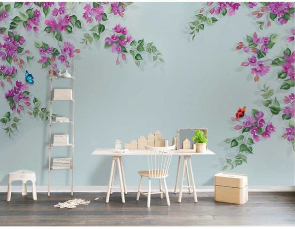 

custom p wallpaper mural hand-painted flowers and birds wall covering background wall decoration painting