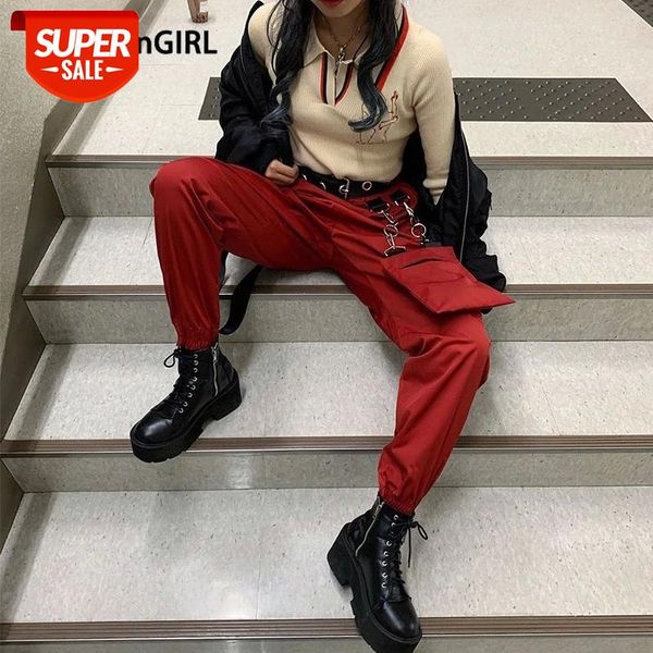 

heyoungirl split casual loose black pants capris elastic high waist trousers women letter print high street sweatpants joggers #yx3b, Black;white