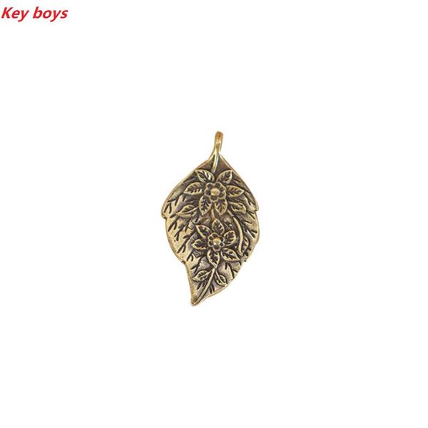 

decorative objects & figurines retro brass old contented chang le make a fortune overnight leaf keychain pendant creative