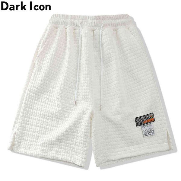 

elastic waist straight mens shorts side split casual shorts for men 3 colors 210603, White;black