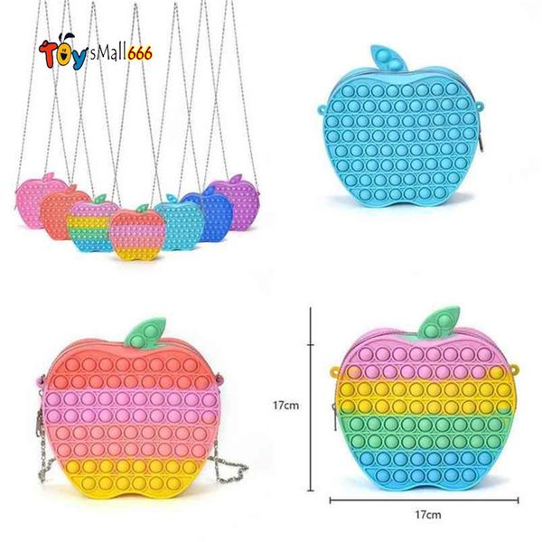 

apple shape silicone fidget purses kids children cartoon chain bag fanny backpacks crossbodys tiktok board game christmas party gifts