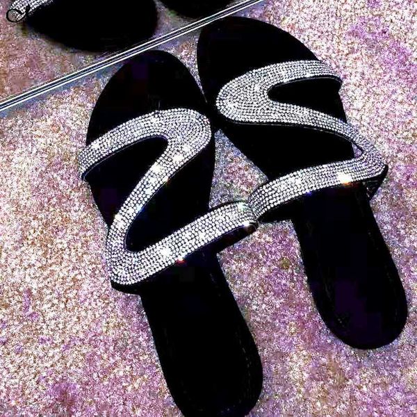 

summer flat bling transparent soft jelly shoes women slippers sandals outdoor beach ladies slides plus size, Black