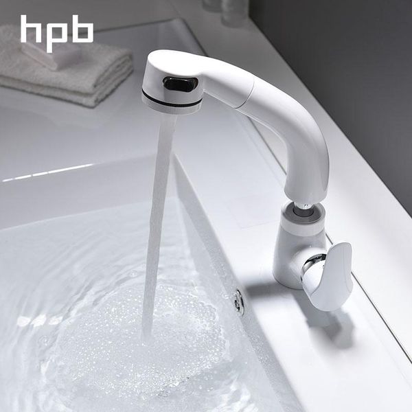 

bathroom sink faucets hpb white pull out brass basin faucet and cold water single handle can be lifted up down hp3073