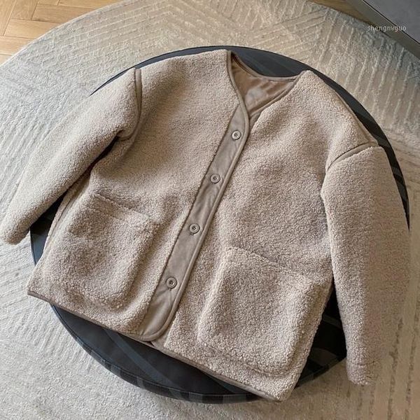 

women coat casual wild long sleeve o-neck loose lady winter women's wool & blends, Black