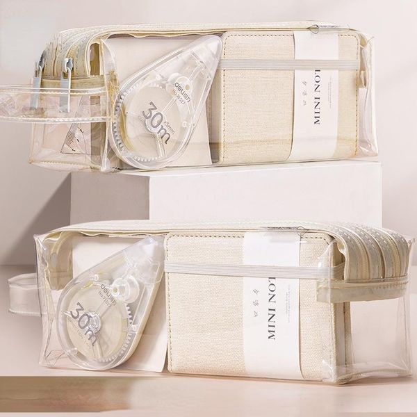 

pencil cases case transparent multi-purpose large capacity storage bag kawaii makeup student stationery kids school supplies