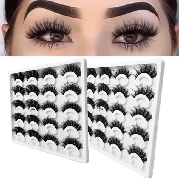 

10pairs 15-25mm 8d mink hair false eyelashes long natural fluffy messy lashes handmade eyelashes fashion trend eye makeup tools