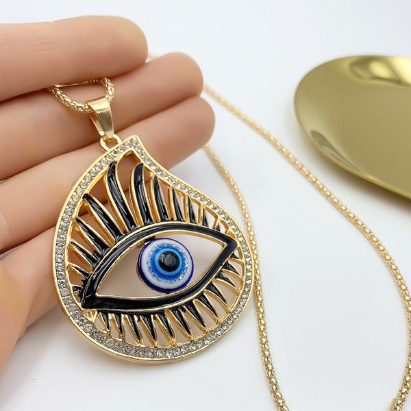 Colares com Pingente Boêmio Vintage Olhos Azuis Malignos Moda Clavícula Corrente Declaração Colar Longo Feminino Jóias Femme Collares