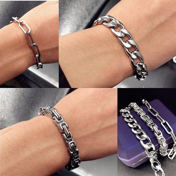 

men titanium steel bracelet for men sliver emperor chain bracelet fashion jewelry titanium steel fadefast high quality, Black