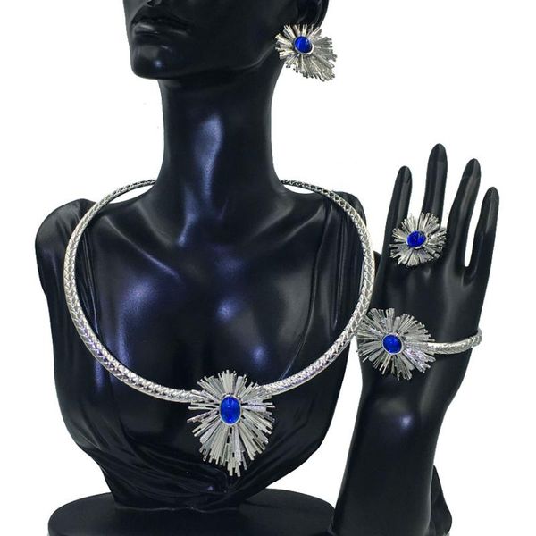 Brincos Colar Mejewelry Silver Color African Bridal Conjuntos de jóias de moda Moda Chegar Mulheres Conjunto de vestidos de noiva FHK12171