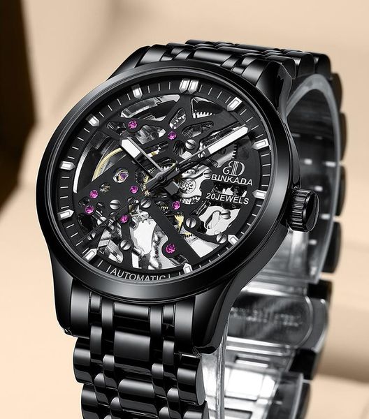 

wristwatches watches men's mechanical luxury automatic watch for men famous luminous waterproof steel reloj hombre, Slivery;brown