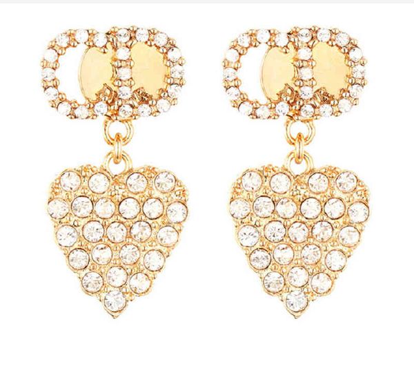 

love brilliant diamonds earrings female heart simple luxury jewelry, Silver
