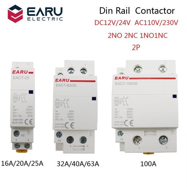 

smart home control 2p 16-100a ac 110v 220v 50/60hz din rail household modular contactor switch controller 2no 2nc 1no 1nc diy el