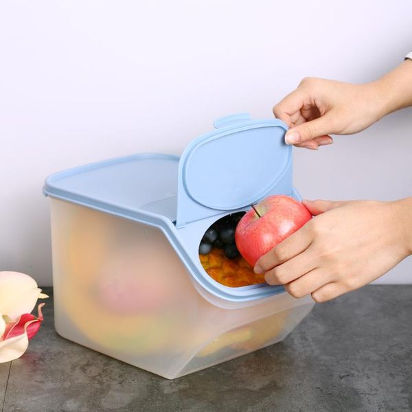 

storage bottles & jars 5l plastic food box rice fruit vegetable cornmeal container holder with flip-lid measure