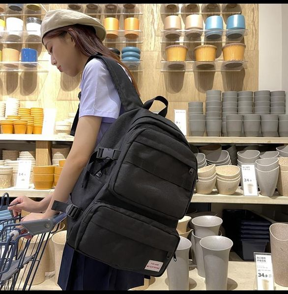 

backpack b3438 - leisure multi-function trend solid color large capacity