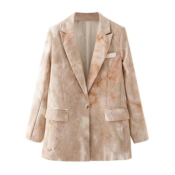 

csmdtyjl winter women tie-dye corduroy blazer coat vintage long sleeve single button female chic, White;black