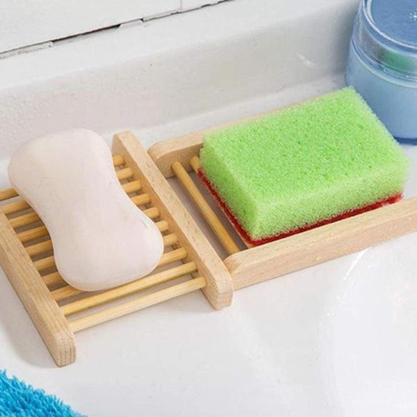 

soap dishes 1pc portable natural wood tray dish bathroom wash holder storage plate accessories organizer shower b e6z3
