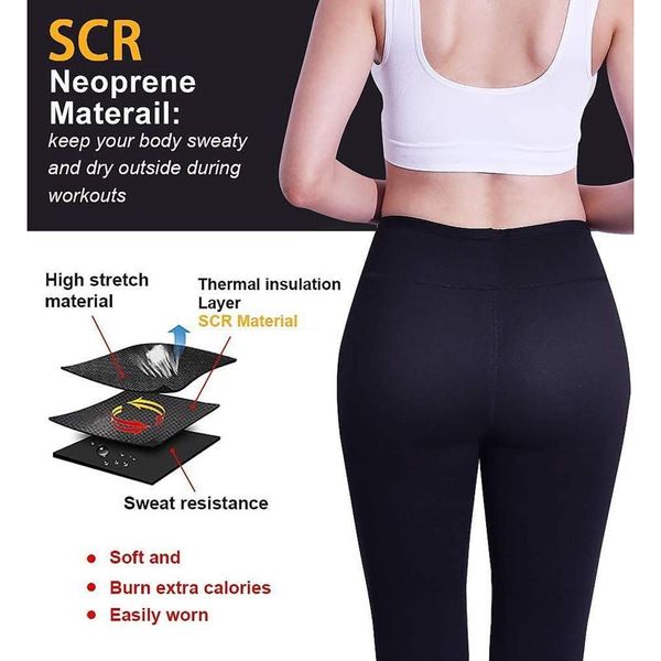 

women's leggings sweat pants for slimming, thermal neoprene, Black