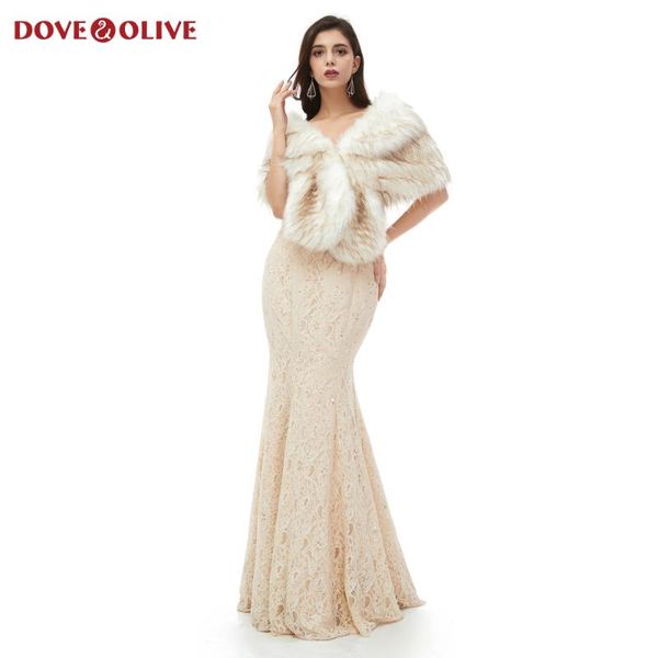 

wraps & jackets 2021 highlight ivory champagne faux fur cloaks formal party evening wedding capes winter women bolero wrap shawls, White