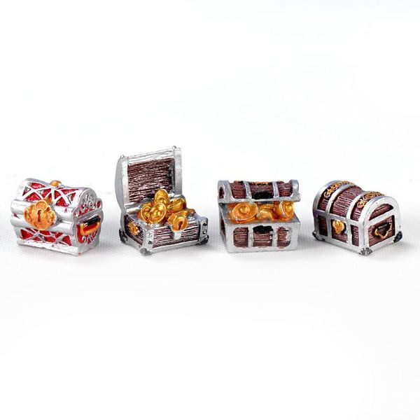 

4pcs treasure chest box antique creative fish tank aquarium decoration landscape pirate gold coins ornaments resin craft