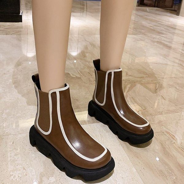 

boots cootelili winter ankle womens with plush round toe 5cm heel keep warm fashion shoes for woman slip on black brown 35-40