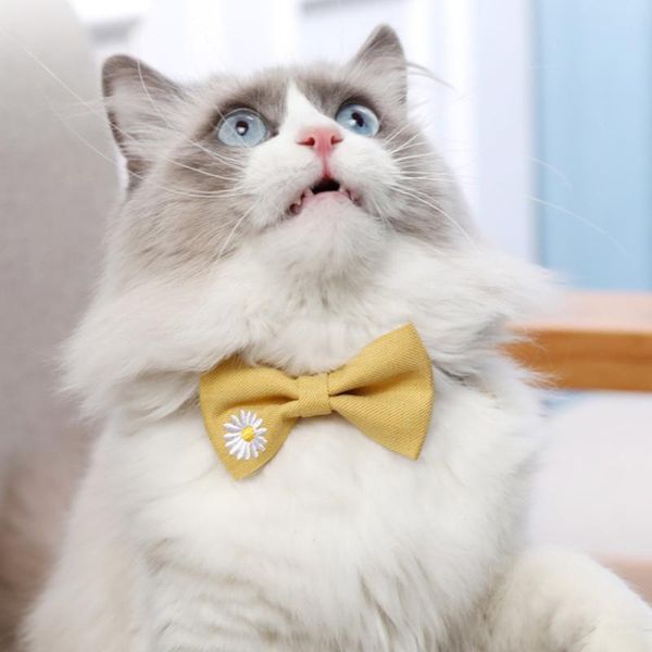 

cat collars & leads collar polyester bow tie adjustable bowtie bell 5 colors puppy kitten bowknot chihuahua necktie pet supplies