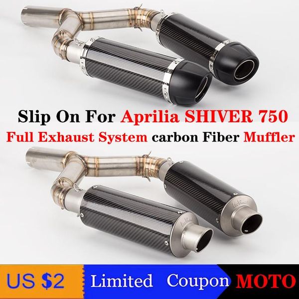 

motorcycle exhaust system shiver 750 full carbon fiber slip-on for aprilia shiver750 51mm muffler modified