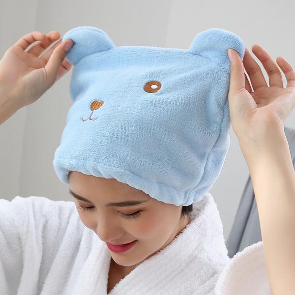 

shower caps 1 pcs cute cartoon microfiber hair turban cap quickly dry hat soft wrap bath towel bathroom accessories