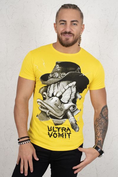 

yellow hat pattern short t-shirt 2001996 1e0h, White;black