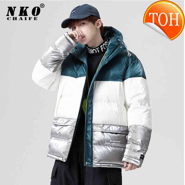 

down chaifenko warm brand winter jacket men windproof hooded couple parka coat fashion casual women s, Black