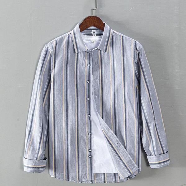 

men's casual shirts 2021 spring long sleeve striped brand shirt men cotton comfortable clothing camisa chemise, White;black