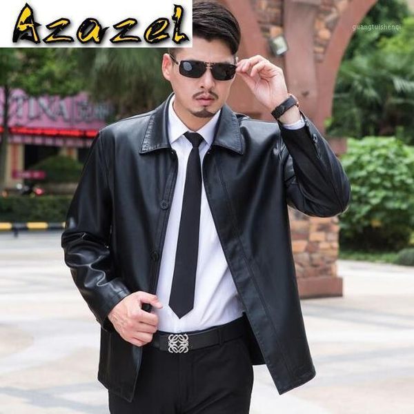 

men's fur & faux azazel 2021 autumn casual leather jackets coats locomotive style mens lapel m-xxxl, Black