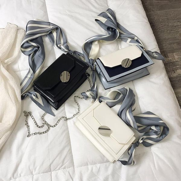 

evening bags fashion contrast silk scarf small bag female 2021 wild square shoulder messenger purses bolso