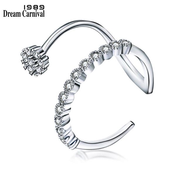 

cluster rings dreamcarnival 1989 trendy flower white cubic zircon jewelry design copper ring for women girl friend anel masculino wa11493, Golden;silver