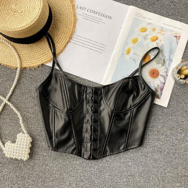 

zcsmll pu leather wind wrapped bra with beautiful back and bra underwear for nightclub women, White