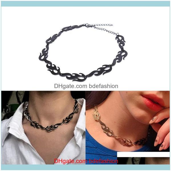 

pendant & pendants jewelrycool punk necklaces clavicle hip hop flame rock chain bracelets collar metal lady girl choker fashion jewelry drop, Silver