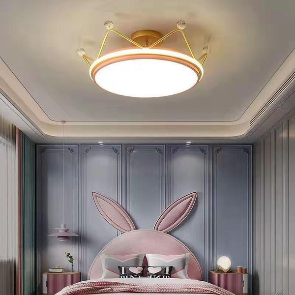 

ceiling lights nordic bedroom lamp creative eye protection children room light girl princess modern chandelier led crown
