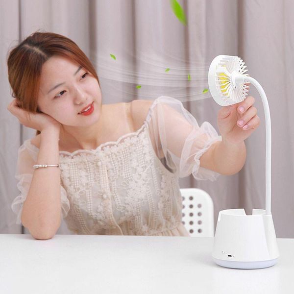 

electric fans multifunctional table lamp fan usb rechargeable reading led eye protection light 35eb
