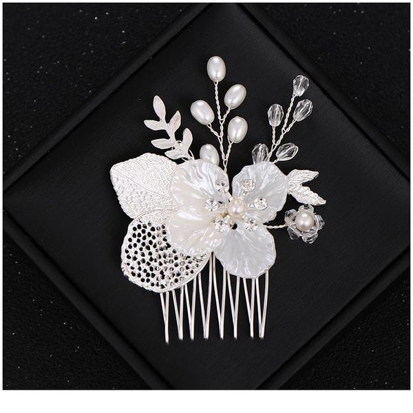 

bride flower hair comb wedding hair ornaments pearl hair combs silver color hairpins jewelry tiara women combs for qylxtb