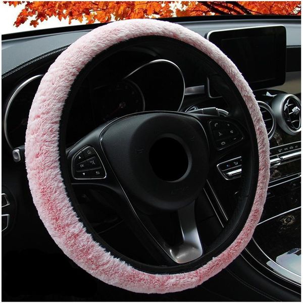 

steering wheel covers winter car auto short-wool with no inner ring elastic cover warm funda volante 38cm