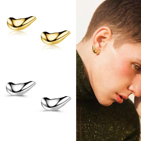 

stud 3d three-dimensional earlobe earrings men's and women's copper plated metal jewelry, Golden;silver