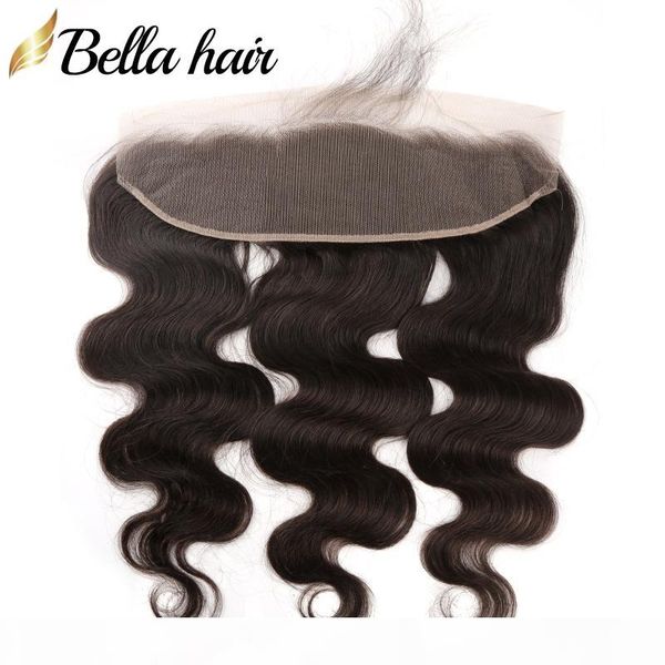 

13x4 lace frontal brazilian human hair body wave ear to ear frontals with baby hair closure pieces bleached knots bella hair, Black;brown