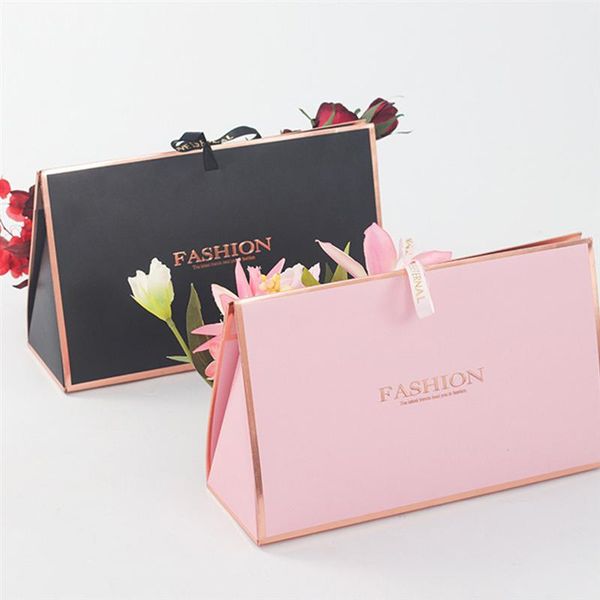 

2pcs bronzing flower wrap bags packing bags gift boxes flower jewelry case