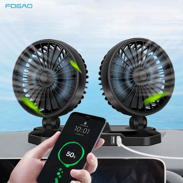 

electric fans car dual head fan interior accessories 360 degrees-round cooling swing ventilation board summer 12v/24v