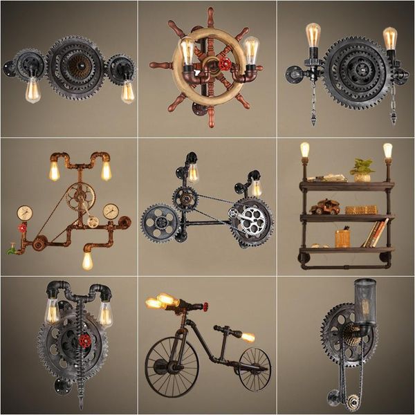 

industry wind restoring ancient ways dining bar corridor of lamps and lanterns stairs personality conduit wall lamp