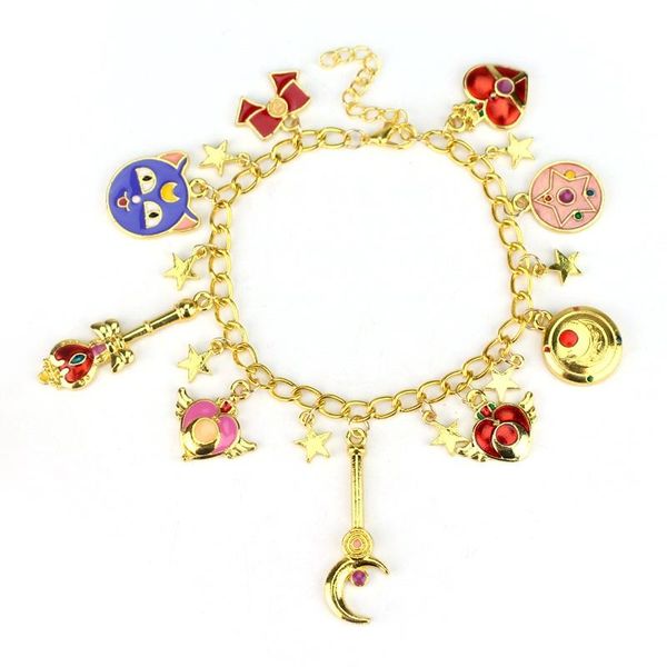 

link, chain anime is a class cardcaptor sakura magic card girl moka variety charms bracelets for women gift, Black