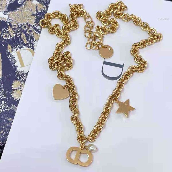 

luxury designer fashion necklace d family's cd love star three pendant, Red;brown