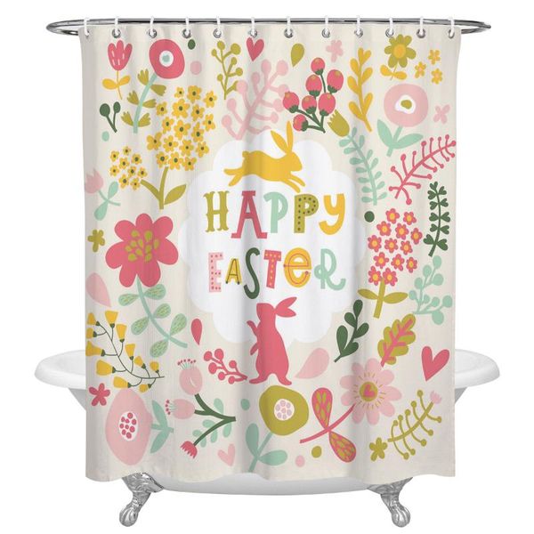 

shower curtains easter flowers leaves branches print polyester fabric home bathroom decor large waterproof curtain