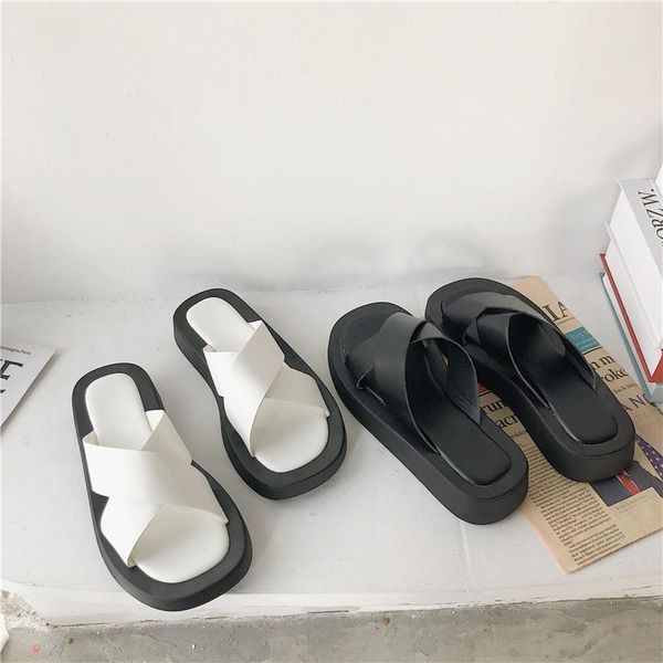 

slippers monmoira plus size mixed colors cross-tie platform women brand design sport sandals summer beach flip flops shoes, Black