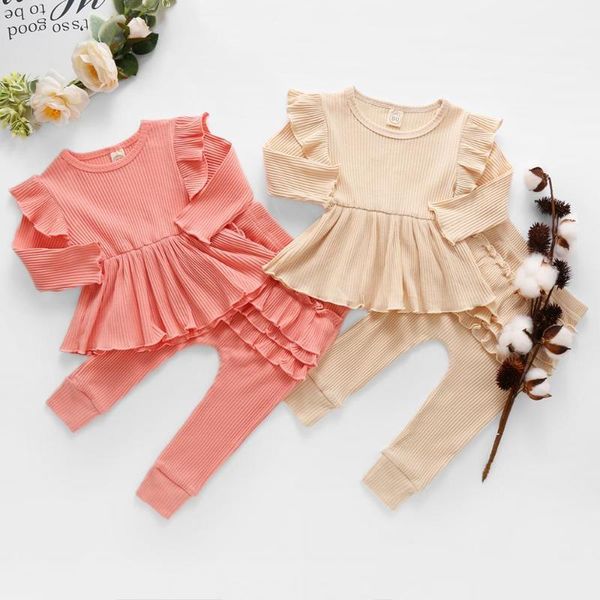 

clothing sets 1-4tboutique setautumn 2pcs toddler baby girl clothes set for autumn long sleeve ruffled -sleeved pants outfits1, White